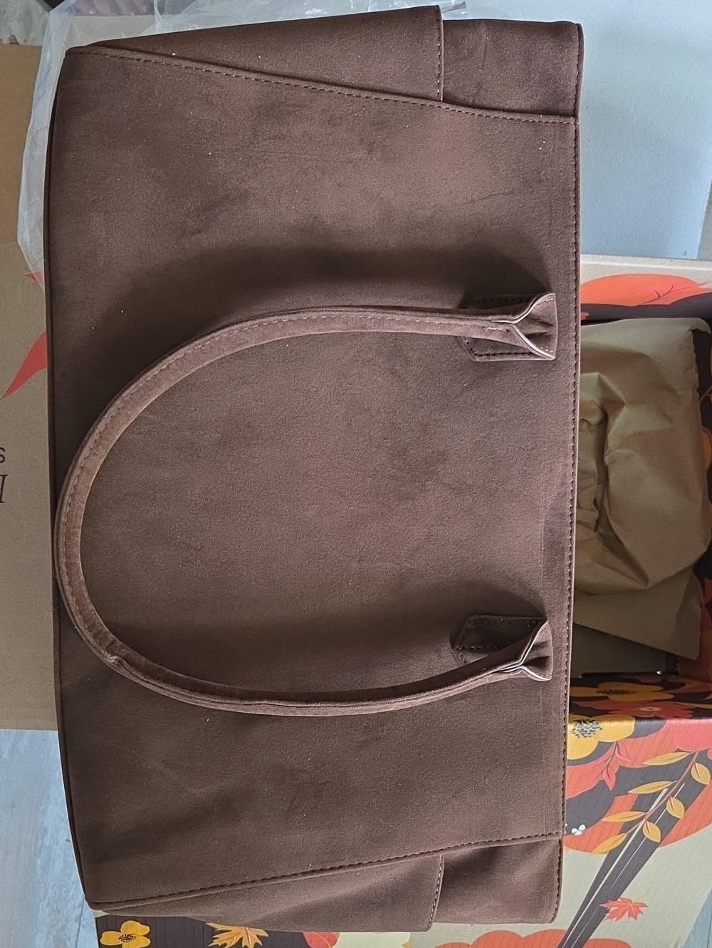 NWT Mali + Lili Faux Suede Tote Bag Chocolate Brown FabFitFun Fall 2026